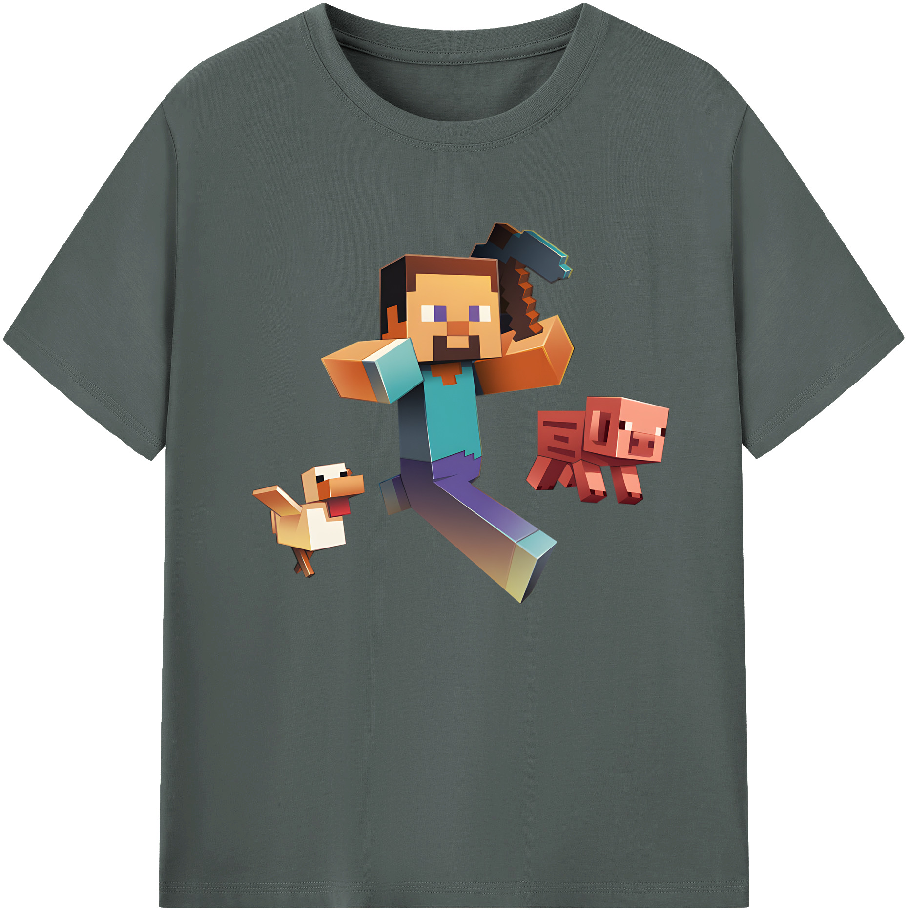 （画像用） マインクラフト ブロックの世界 Minecraft MC Block world 綿100％ メンズ半袖Tシャツ｜肌触りやわらか＆通気性